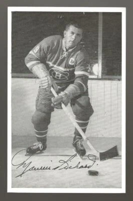 Postal de hockey de exposiciones variación WhiteBorder de Maurice Rocket Richard de los años 50 rara Foto 1 de 2