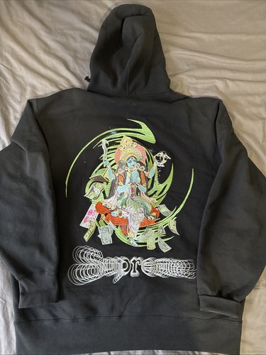 Felpa con cappuccio e zip Supreme Lakshmi! Nera! FW22! Taglia XL! Autentica!