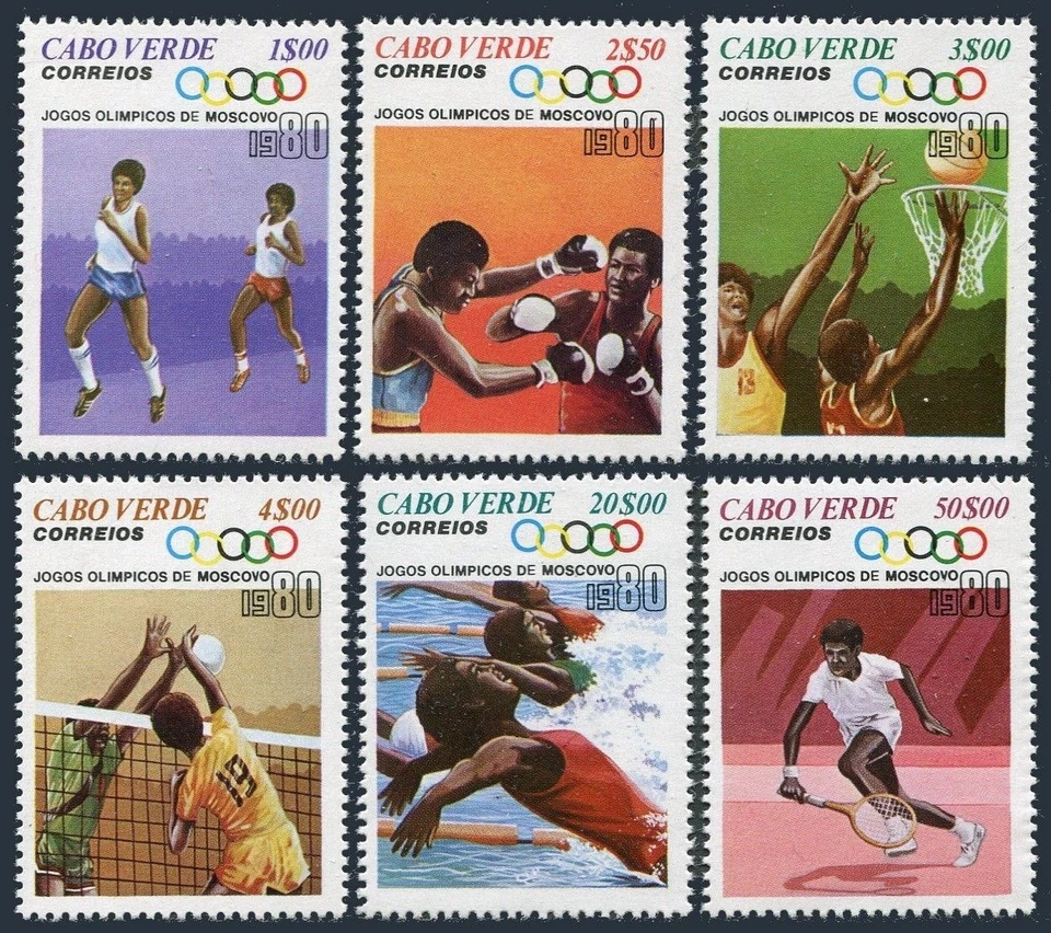 Cape Verde 403-408, MNH. Mi 407-412. Olympics Moscow-1980. Basketball, Boxing, - Image 1 of 1