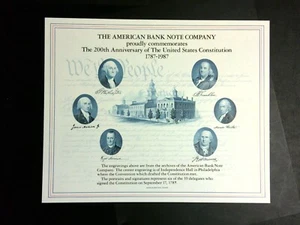 Non-BEP Souvenir Cards: United States Constitution, 200th Anniversary 1987 (ABN) - Picture 1 of 2