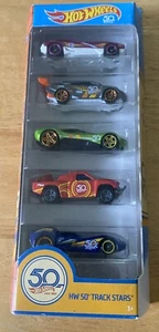 HOT WHEELS 2018 HW 50 TRACK STARS 5-PACK DIE-CASTS GIFT PACK 50th ANNIVERSARY - Picture 1 of 2