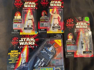 1998 Star Wars Episode 1 Electronic Comm Tech Reader and 3 Figures - Picture 1 of 8
