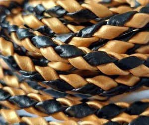 Bolo Cord Motorcycle Vest PU/Synth Leather Metallic Gold Braided Biker Vest Cord - Bild 1 von 7