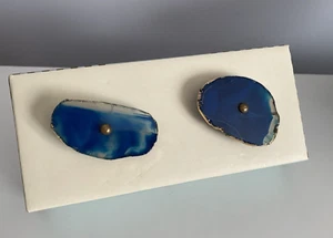 Cynthia Rowley Blue Agate Drawer Pull Handles 2.75" Set of 2 NEW - Picture 1 of 4