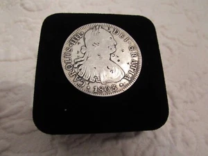 MONEDA DE PLATA ESPAÑA 1802 CAROLUS IIII CHARLES HISPAN ET IND REX M 8 R F M ANTIGUA - Imagen 1 de 4