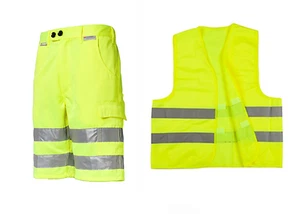 Conjunto de pantalones cortos de trabajo de protección de advertencia + chaleco amarillo S-4XL pantalones de protección de advertencia pantalones cortos bermudas - Imagen 1 de 1