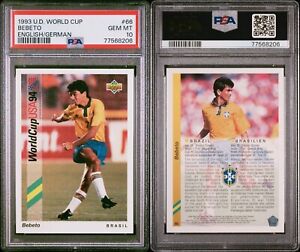 1993 Upper Deck Soccer World Cup #66 BeBeto Brazil English/German PSA 10 Pop 1