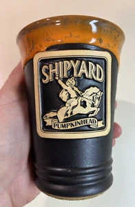Shipyard Brewing Co. Pumpkinhead Glazed Stoneware Pottery Cup Orange Black - Picture 1 of 7