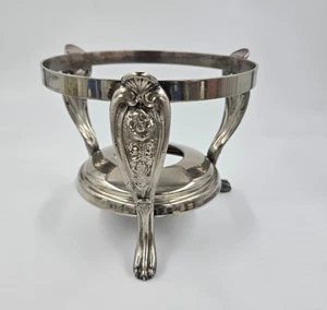 Vintage Silverplate Chafing Dish Stand Holder Ornate Silver Plate w Design - Picture 1 of 6