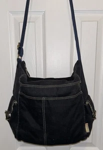 Fossil Vintage Black Canvas Crossbody Messenger Bag Purse Boho Relaxed ZB3937 - Picture 1 of 20