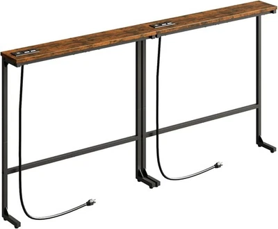 2 Pack 5.9" Narrow Sofa Table with Power Outlets, Long Behind Couch Table for Li - Image 1 of 4
