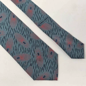 GIORGIO ARMANI ITALIEN SEIDENKRAWATTE BLAU GRAU ROT SCHWARZ ABSTRAKT VINTAGE 3,25" x 57" - Bild 1 von 3