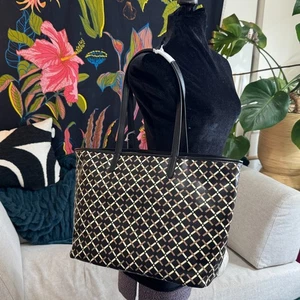 A New Day™ Coated Canvas Tote Bag, Double Shoulder Handle, Black Geometric - Picture 1 of 15