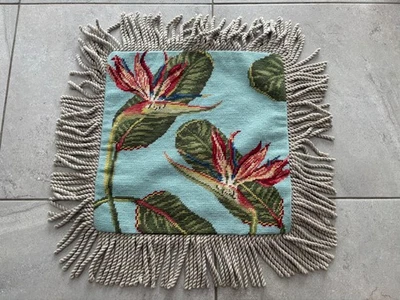 NUEVA Funda Almohada Lana Punta Aguja Pájaro del Paraíso Flor Tropical 14"x14" Foto 1 de 4