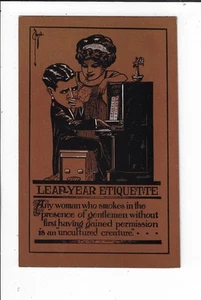 Leap Year Etiquette Comic Cartoon Artist Signed Postcard Women Who Smoke p2248 - Picture 1 of 2