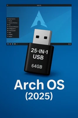 Arch OS 2025 Bootable USB 64GB | Fast Linux Installer Secure, Clean, Lightweight - Image 1 of 4