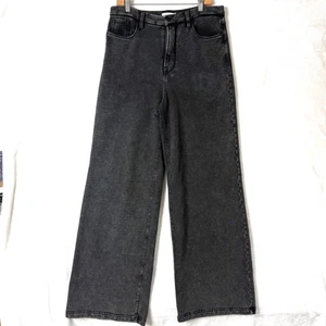 Good American Jeanius Terry Lining Good Skate High Rise Wide Leg Pants 12 Black - Picture 1 of 8