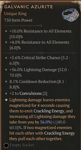 💥DIABLO 4💥SEASON 10💥Ring💥Galvanic Azurite Perfect Aspect 56.0% - Picture 1 of 1