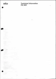 Braun Service Manual für PS 600  Copy - Picture 1 of 1