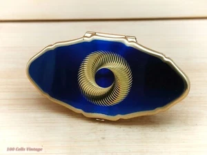 Vista de labios Stratton azul y dorado - lápiz labial/maquillaje vintage compacto-0re - Imagen 1 de 4