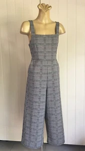 JUMPSUIT Grey check PINAFORE Straps CULOTTES Pockets Sportsgirl Sz S Playsuit - Picture 1 of 6