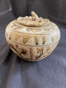 Antique 15th C pottery, Sawankhalok ceramic box, Swankalok Thailand Siam - Picture 1 of 10