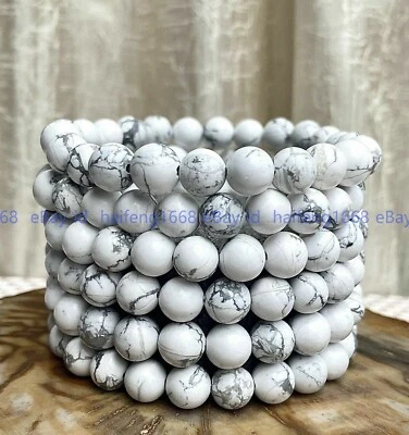 Großhandel 6 Stück 6-12mm 7.5" Natürlich Weiß Türkis Edelstein Dehnen Armband - Bild 1 von 4