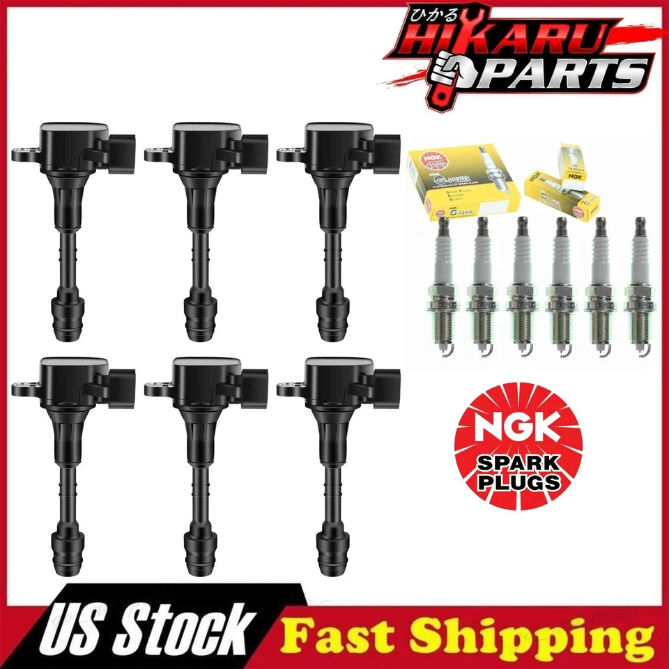 6x bujías NGK y 6x bobina de encendido para 05-19 Nissan Frontier Xterra Foto 1 de 4