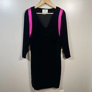 Vintage Flora Kung Dress Size 4 Silk Blend Draped Neck Velour Velvet Midi 80s - Picture 1 of 7