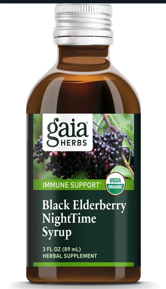 Gaia Herbs Black Elderberry, Nighttime Syrup 3 fl oz — 第 1/1 张图片