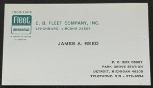 C.B. vintage anni 50 Biglietto da visita FLEET COMPANY Lynchburg VA PHARMACEUTICALS - Foto 1 di 1