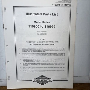Briggs & Stratton Engine Models 110900 to 110999 Illustrated Parts Catalog List - Picture 1 of 2