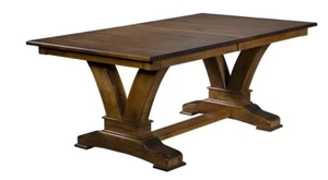 Amish Transitional Trestle Dining Table Extending Solid Wood 42" x 72" "V" Base - Picture 1 of 3