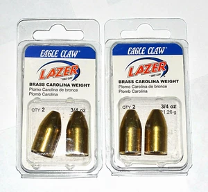 2 - 2 pks EAGLE CLAW 3/4 oz Brass Carolina Weights/Sinkers - ***HOT BUY*** - Picture 1 of 3