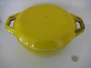 VINTAGE 60er MICHAEL LAX DÄNEMARK COPCO GELB EMAILLE GUSSEISEN AUFLAUFFORM - Bild 1 von 11