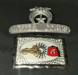Shriner Sword Moon Star Belt Buckle Silver Tone Red Helmet Motor Corps # 5248 - Picture 1 of 19