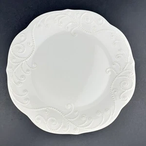 Lenox FRENCH PERLE White Dinner Plate Embossed Bead Scrolls - Picture 1 of 15
