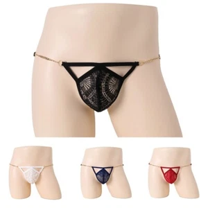 Men's Sexy G String Thongs with Lace Detailing and Sissy Panties Lingerie - Picture 1 of 19