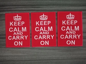 3 Stck. KEEP CALM and Carry on Patch Aufbügeln bestickt oder Nähen Shirt Jacke - Bild 1 von 6