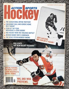 VTG 1976 NOVEMBER HOCKEY ACTION MAGAZINE NHL HOF EXC LAFLEUR LEACH +MORE - Picture 1 of 3