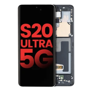 OLED Assembly With Frame Compatible For Samsung Galaxy S20 Ultra 5G Cosmic Black - Picture 1 of 11