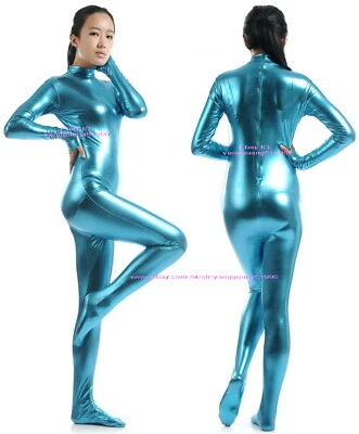 Unisex 16 Colores Brillante Metálico Gato Disfraz Mujeres Hombres Monos Body F277 Foto 1 de 2