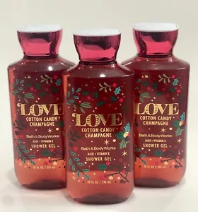 3x Bath & Body Works Love Cotton Candy Champagne Shower Gel 10 oz / 295 ml - Picture 1 of 2