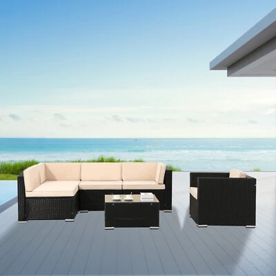 AREBOS® Polyrattan Gartenmöbel Gartenset Lounge Garnitur Set Sitzgruppe Schwarz - Bild 1 von 4