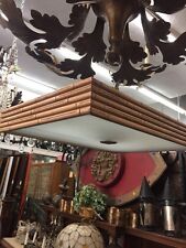 Mid Century Bamboo And Glass Ceiling Fixture