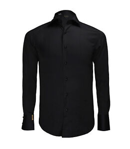 Billionaire Couture Men's Black Cotton mix Shirt Flavio Slim Fit, size 37A-43A