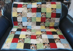 Handmade New Baby Boy's Crib Quilt, Looney Tunes Prints+, 40" x 46" - Picture 1 of 2