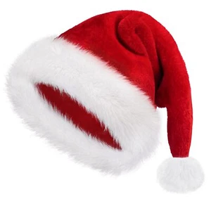 Santa Hat for Adults Christmas Hats Holiday Unisex Velvet Comfort Extra Thick... - Picture 1 of 7