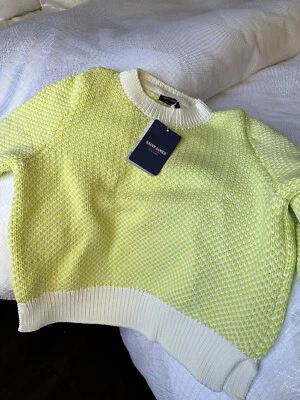 Suéter grueso Talmont para mujer Saint James NUEVO $278.00 en blanco/lima mediano nuevo con etiquetas Foto 1 de 4