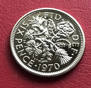 LUCKY SIXPENCE - THE RARE ONE 1970 PROOF QEII SIXPENCE - A REAL STUNNER - Picture 1 of 2